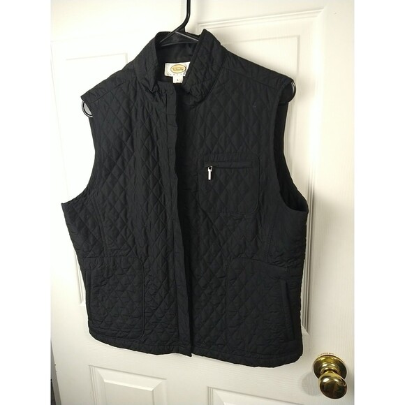 Talbots Woman LP Black Quilted Vest Pockets Full Zip Lightweight Outdoor Casual - Picture 2 of 10